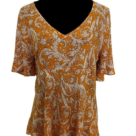 Rachel and Zoe Womens 100% Viscose Paisley Top with Flutter Sleeves Size S Y2K - Picture 1 of 8